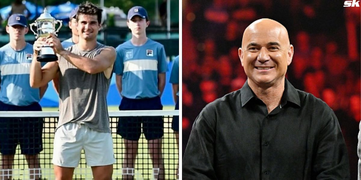 Marcos Giron (L) and Andre Agassi (R) [Image Surce: Marcos Giron/Instagram; Getty Images]