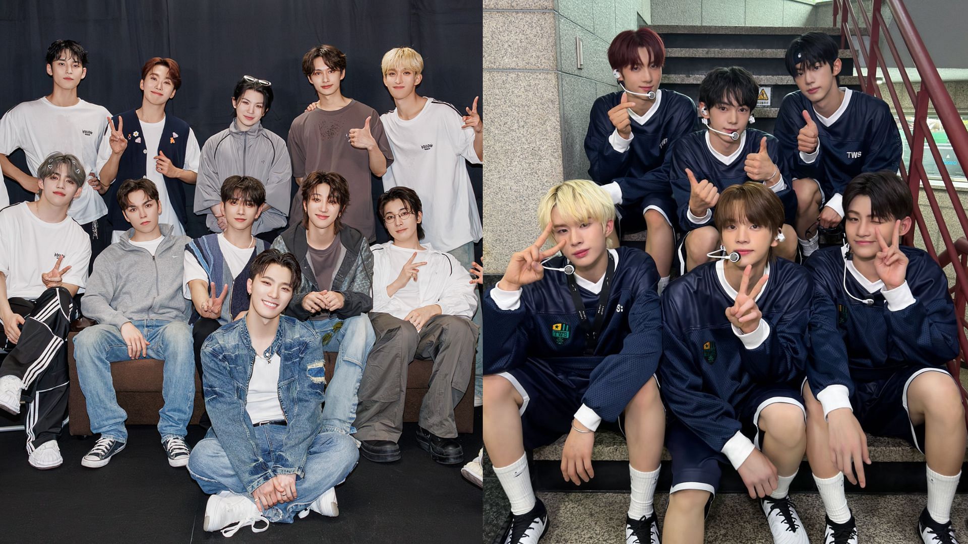 SEVENTEEN and TWS (Image via X/@pledis_17, @tws_pledis)