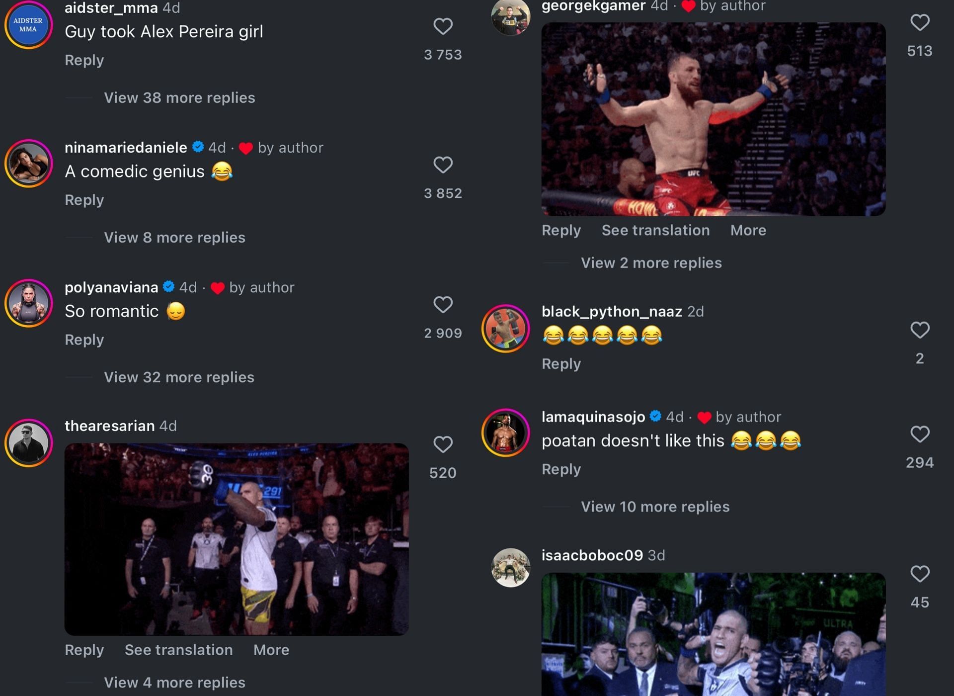 Reactions to Merab Dvalishvili&#039;s skit with Polyana Viana