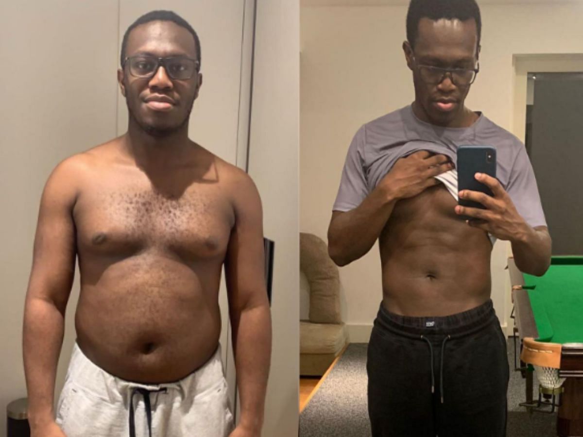 Deji posts a before-and-after comparison of his body transformation (Image via Instagram)