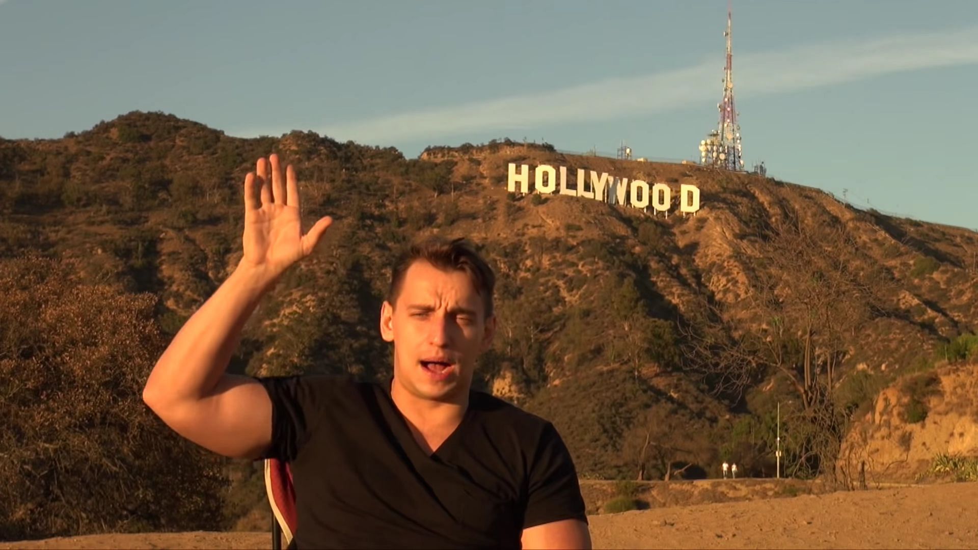 Vitaly in 2016, explaining how he scaled the Hollywood sign in Los Angeles (Image via VitalyzdTv/YouTube)