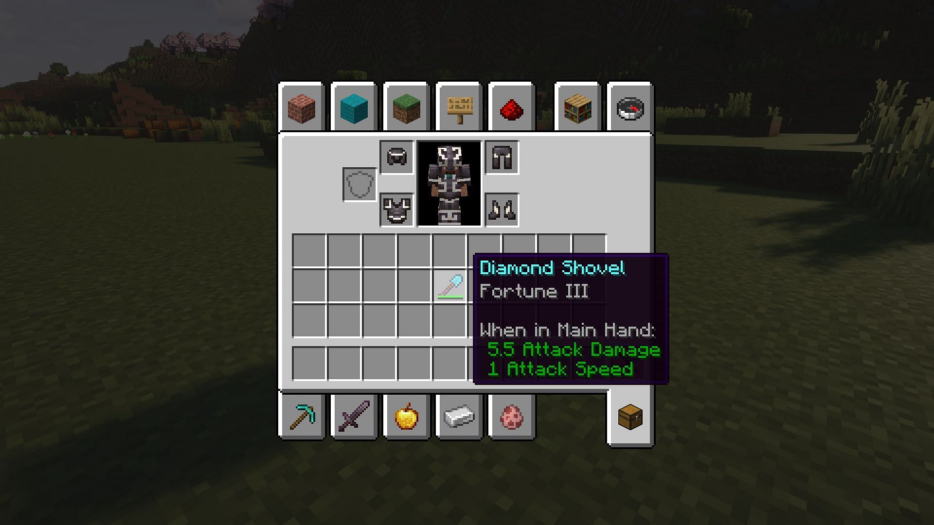 A diamond shovel with Fortune III (Image via Mojang)