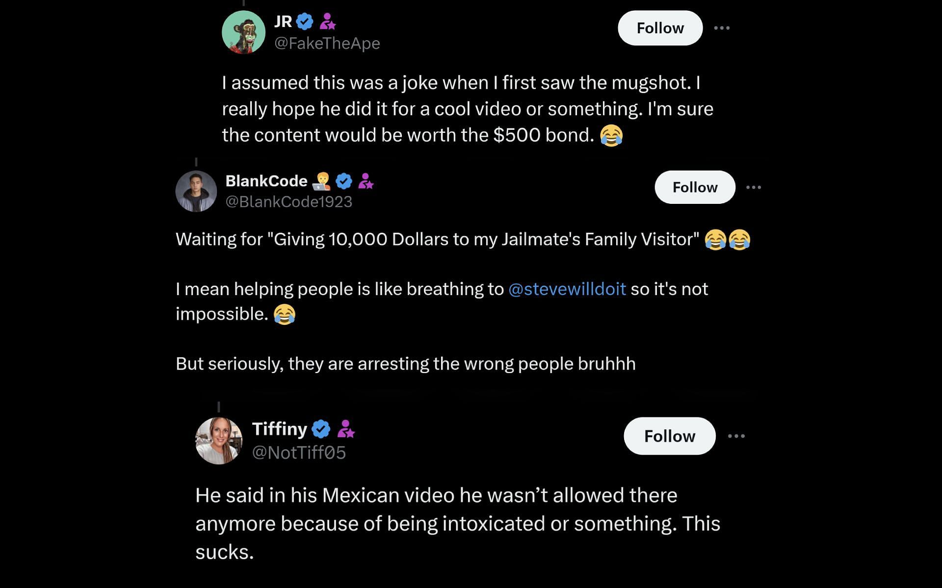 Fans react to the Rumble streamer&#039;s reported arrest (Image via X)