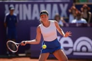 Danielle Collins hitting a forehand at Strasbourg Open 2024 (Getty Images)
