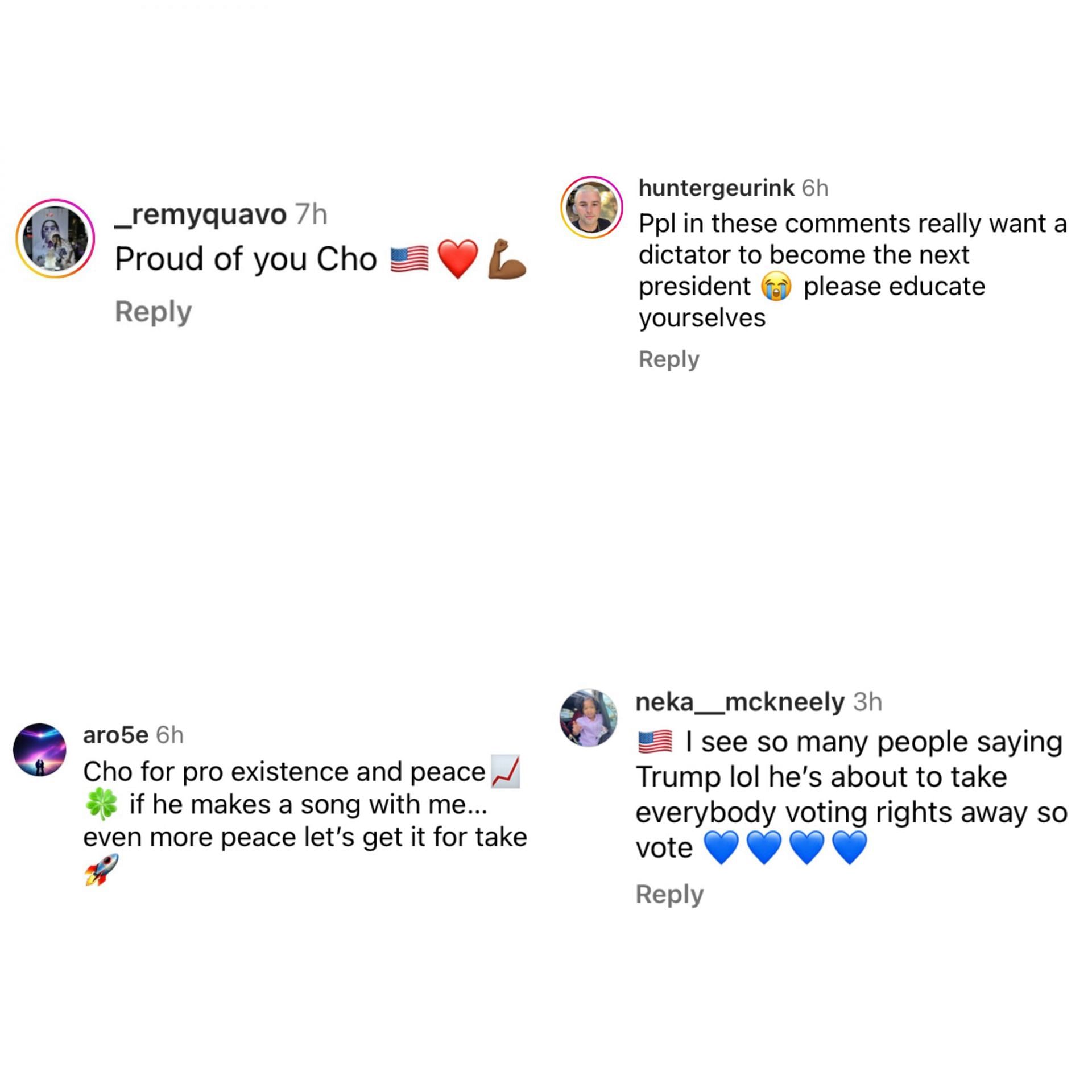 Comments on the rapper&#039;s speech on Instagram (Image via @quavohuncho/Instagram)