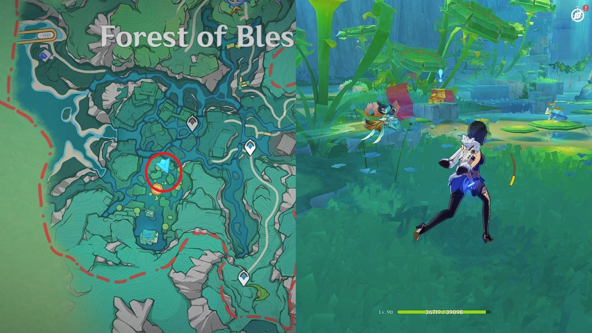 The Lotus Leaf and the Champion quest location (Image via HoYoverse)