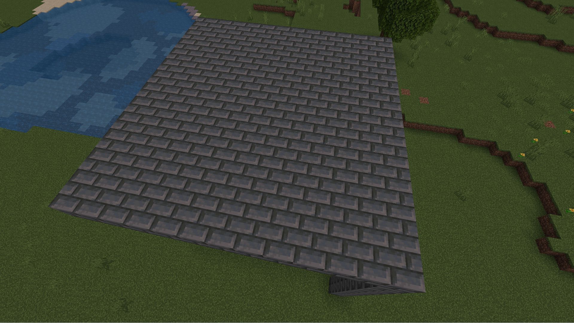 The platform that acts as a foundation for this Minecraft Bedrock iron farm (Image via Mojang)