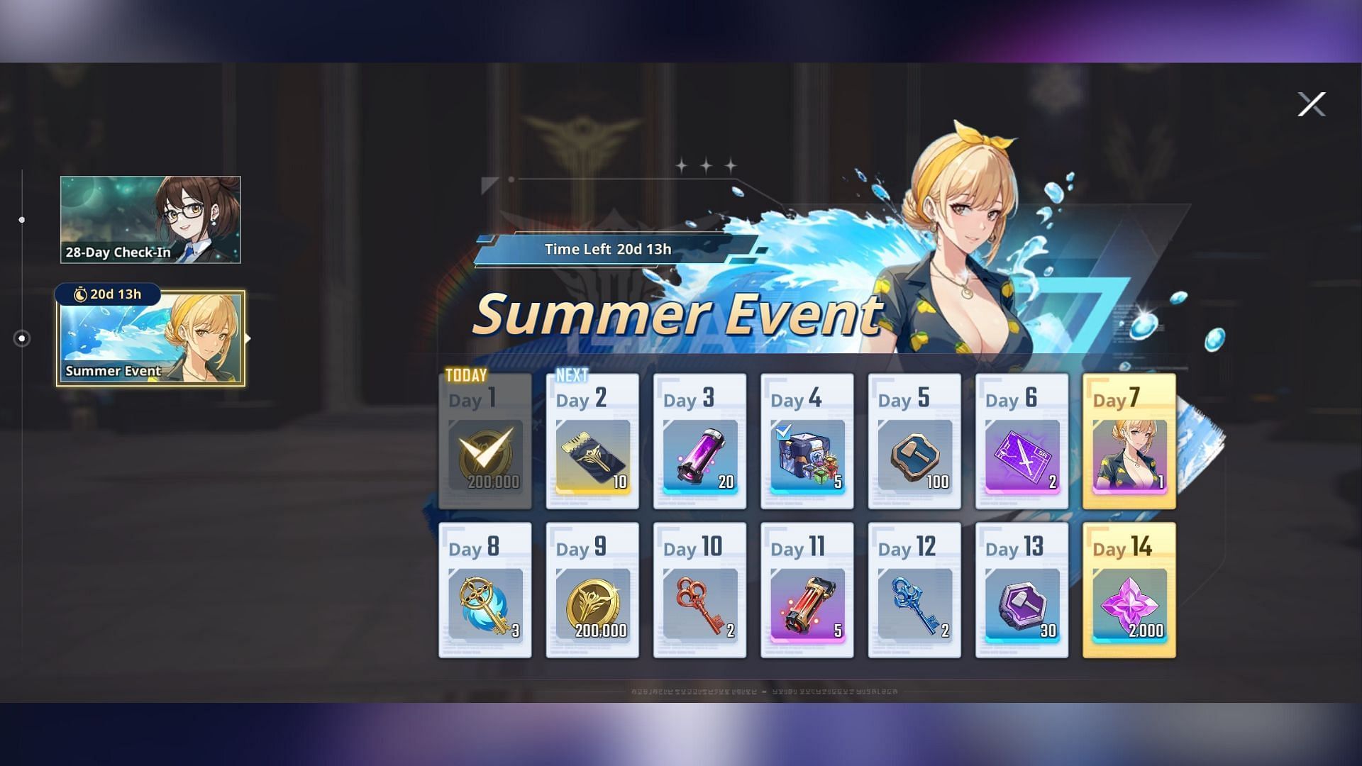 Summer Vacation Check-In Event will be available till August 21, 2024. (Image via Netmarble)