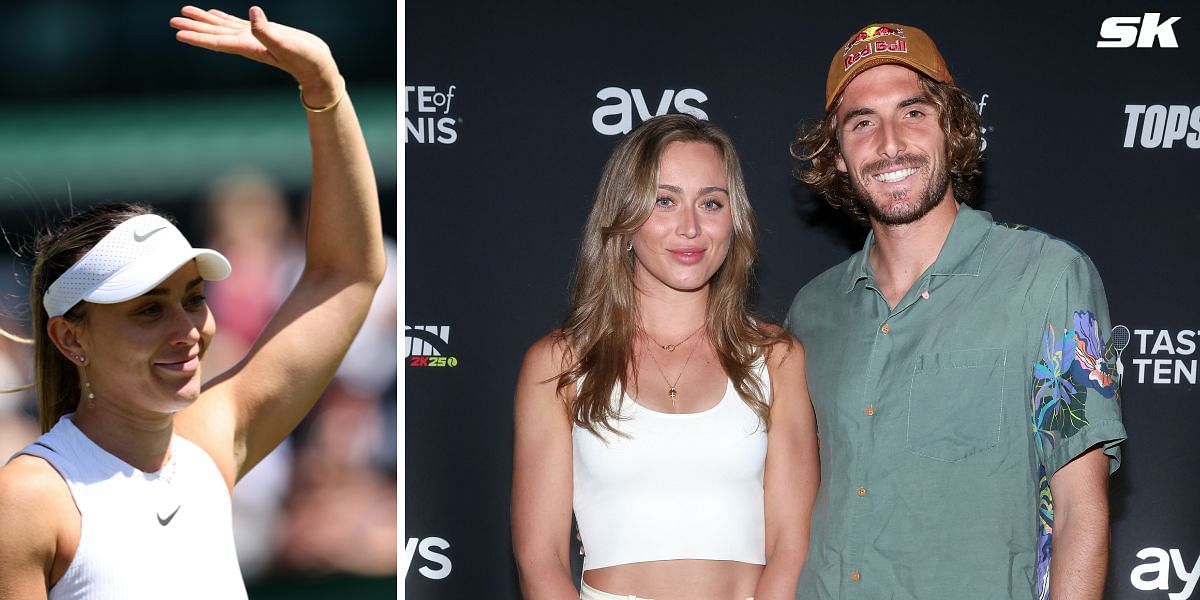 Paula Badosa (L), Badosa with Stefanos Tsitsipas (Source: GETTY)