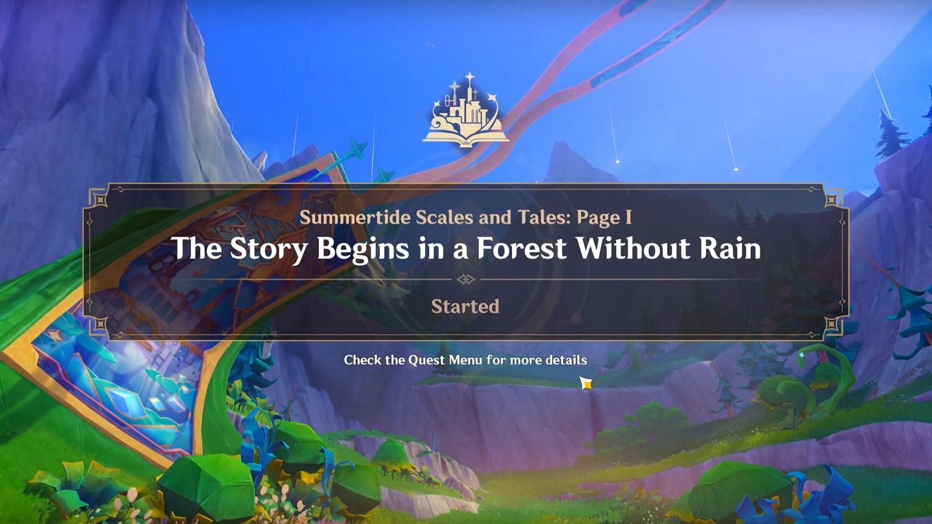 This article lists the puzzle solutions in The Story Begins in a Forest Without Rain quest (Image via HoYoverse)