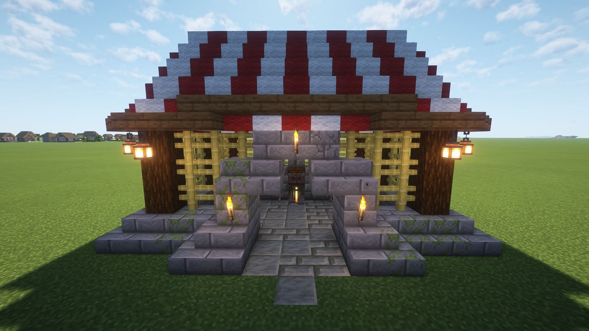 An example of a potential exterior for the trading hall (Image via Mojang)