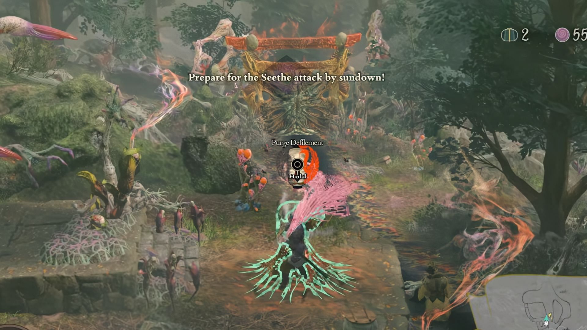 Villagers can be rescued by purging defilement (Image via Capcom || YouTube@Rubhen925)