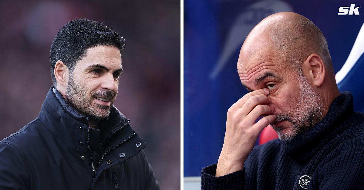 Mikel Arteta (left) and Pep Guardiola (right)