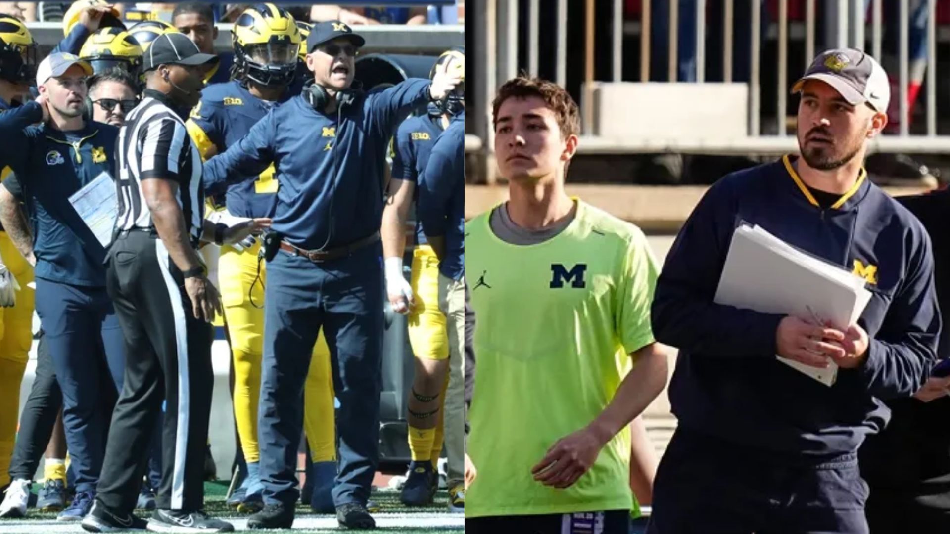 Former Michigan coach Jim Harbaugh and staffer Connor Stalions 