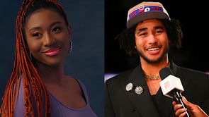 Aliyah Boston cuts a casual figure as she jumps on 76ers draft pick Jared McCain's viral TikTok dance