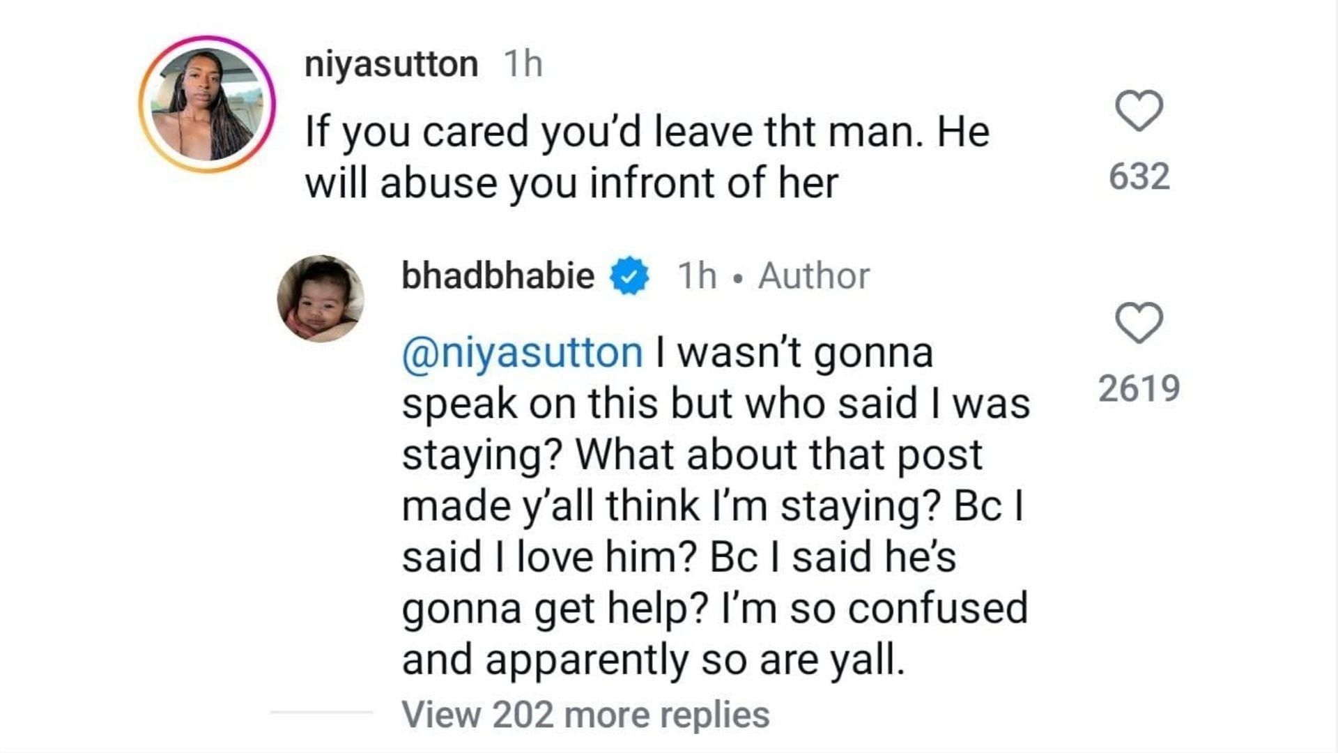 Bhad Bhabie responded to a netizen, (Image via @bhadbhabie/Instagram)