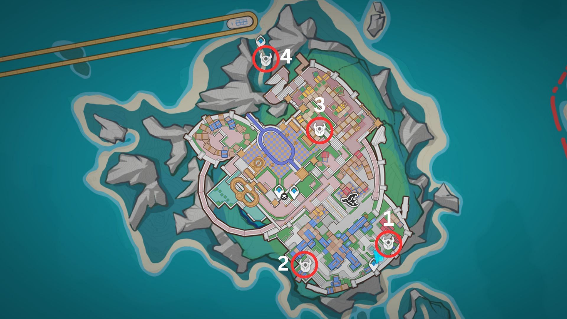 All Message From a City Resident puzzle locations (Image via HoYoverse)