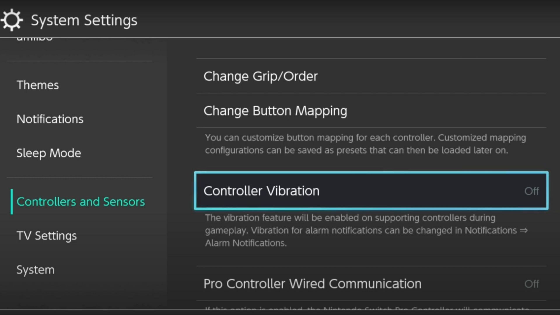 HD Rumble settings on the Nintendo Switch (Image via YourSixStudios/YouTube)