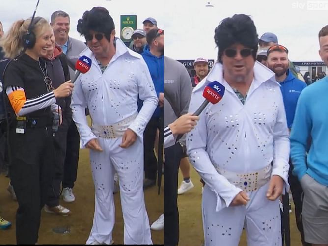WATCH: Wayne Riley arrives at The Open dressed as Elvis, puts on a performance