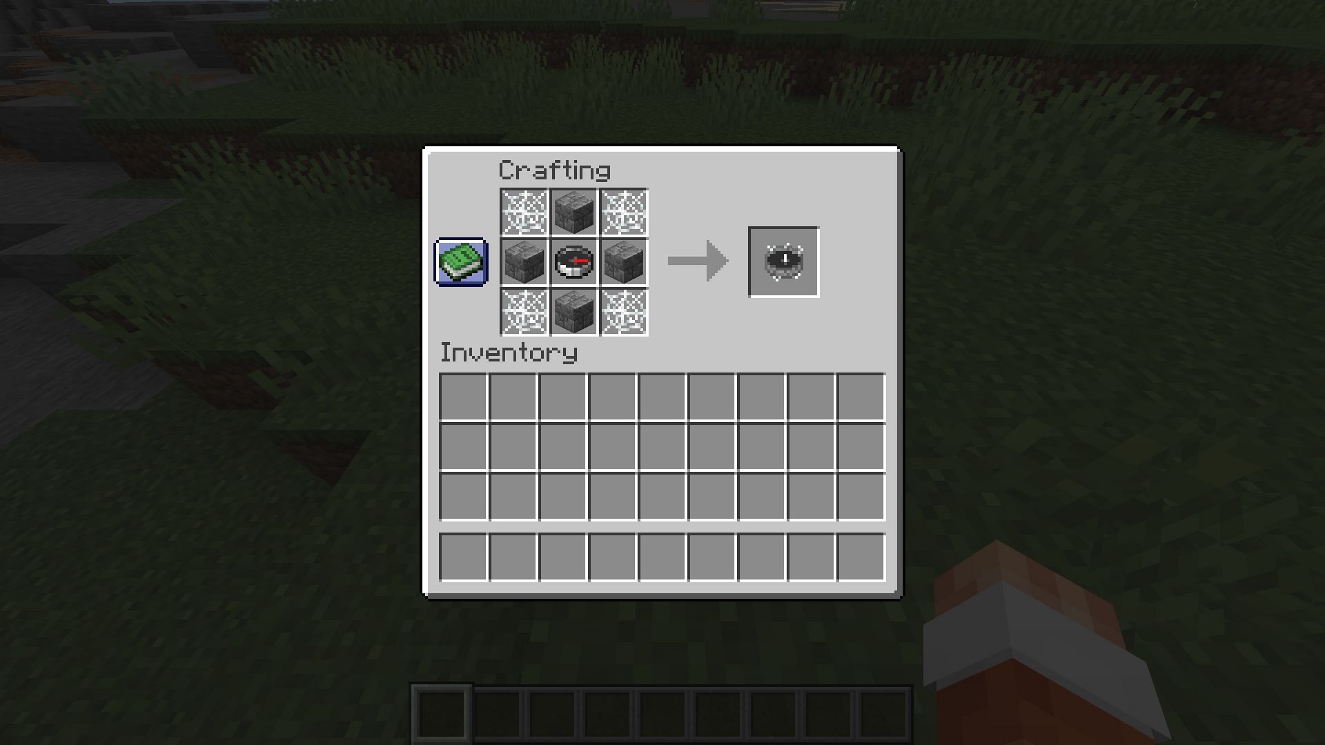 The crafting recipe for the Explorer&#039;s Compass (Image via Mojang)