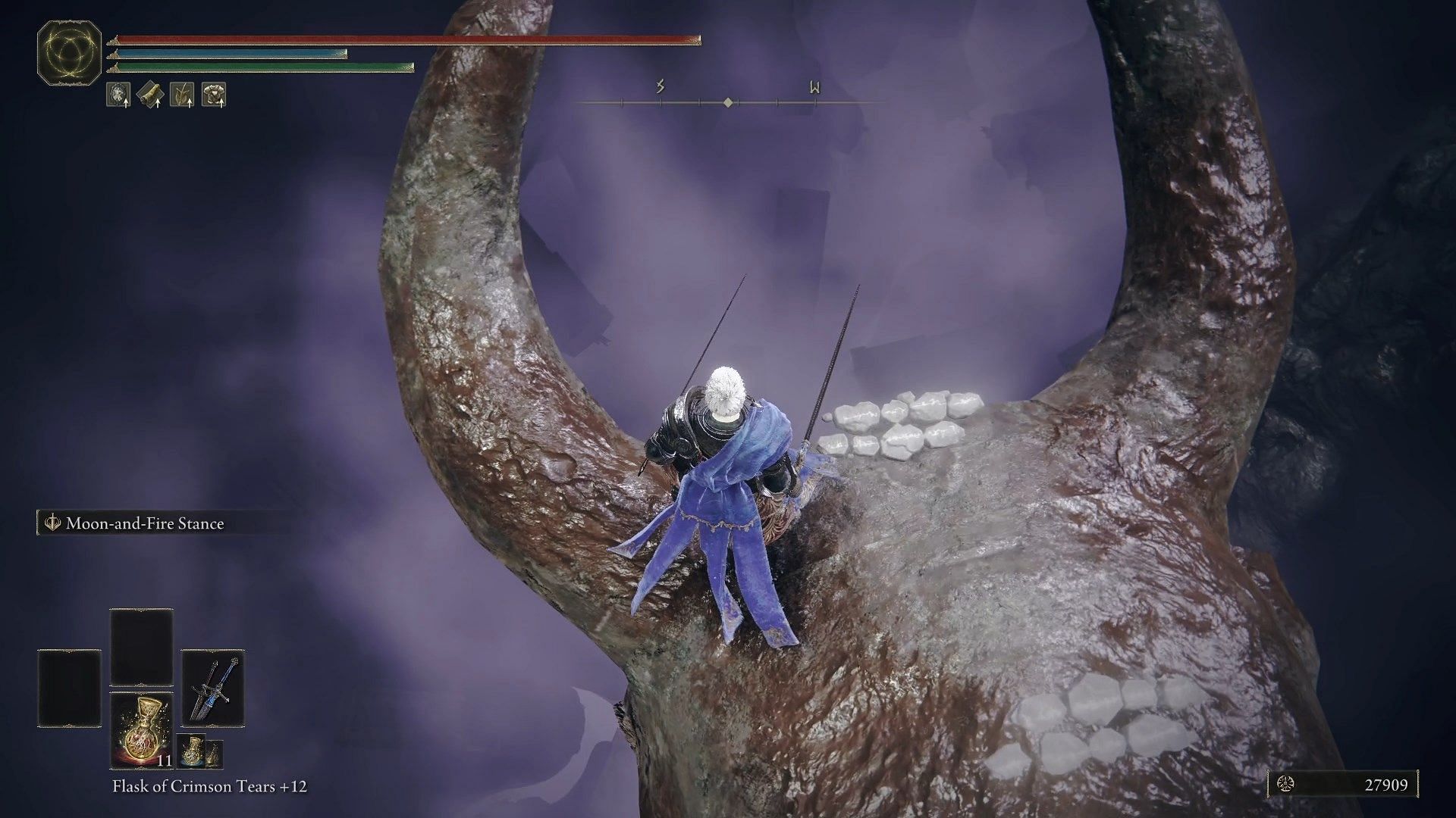 Fall from the edge to fight against Putrescent Knight boss (Image via FromSoftware)