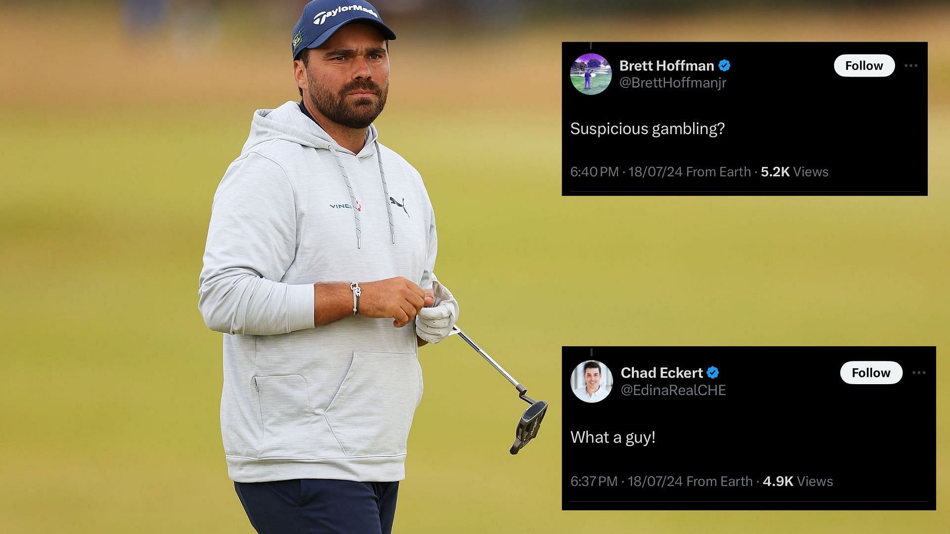 Romain Langasque withdraws from the 2024 Open Championship. images via Getty Images