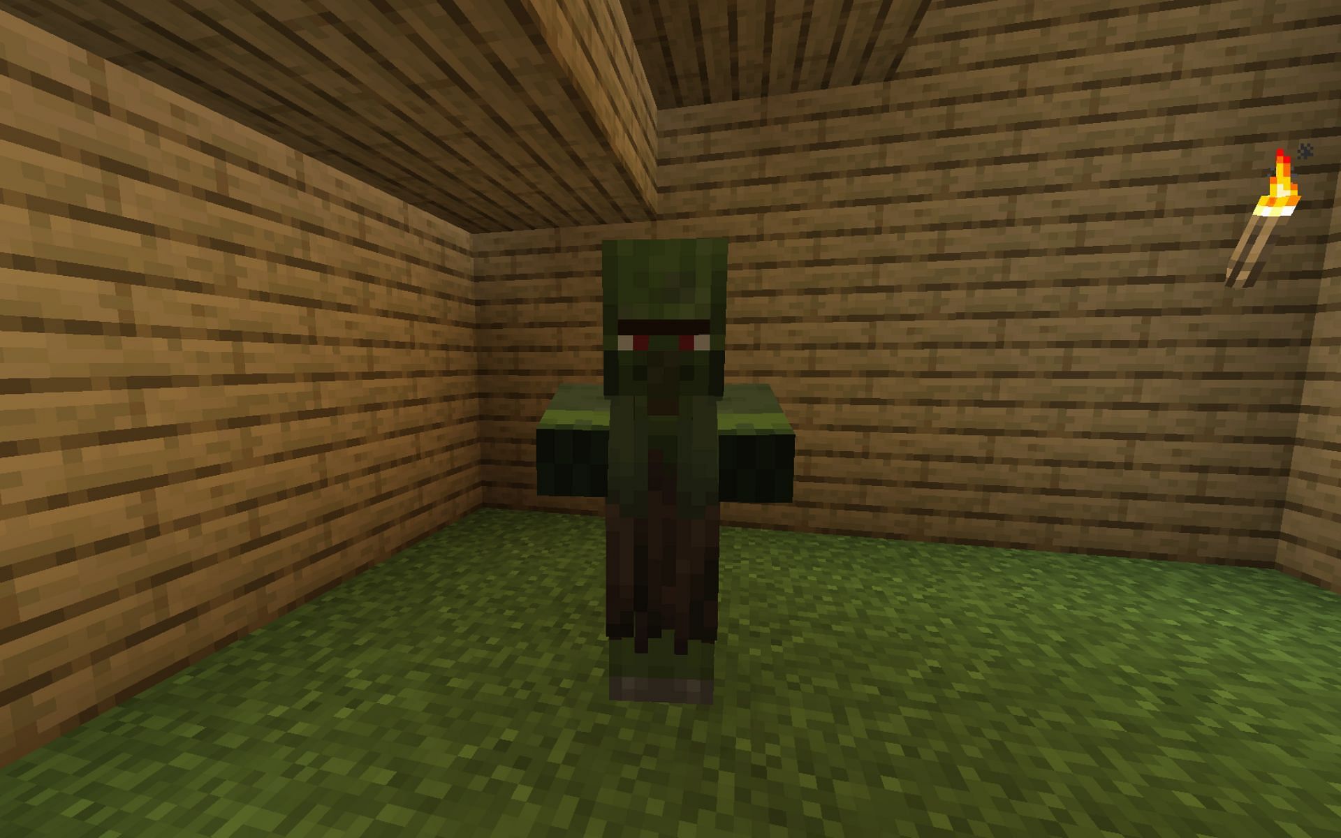 Trap the zombie villagers using iron bars and keep beds around them (Image via Mojang Studios)