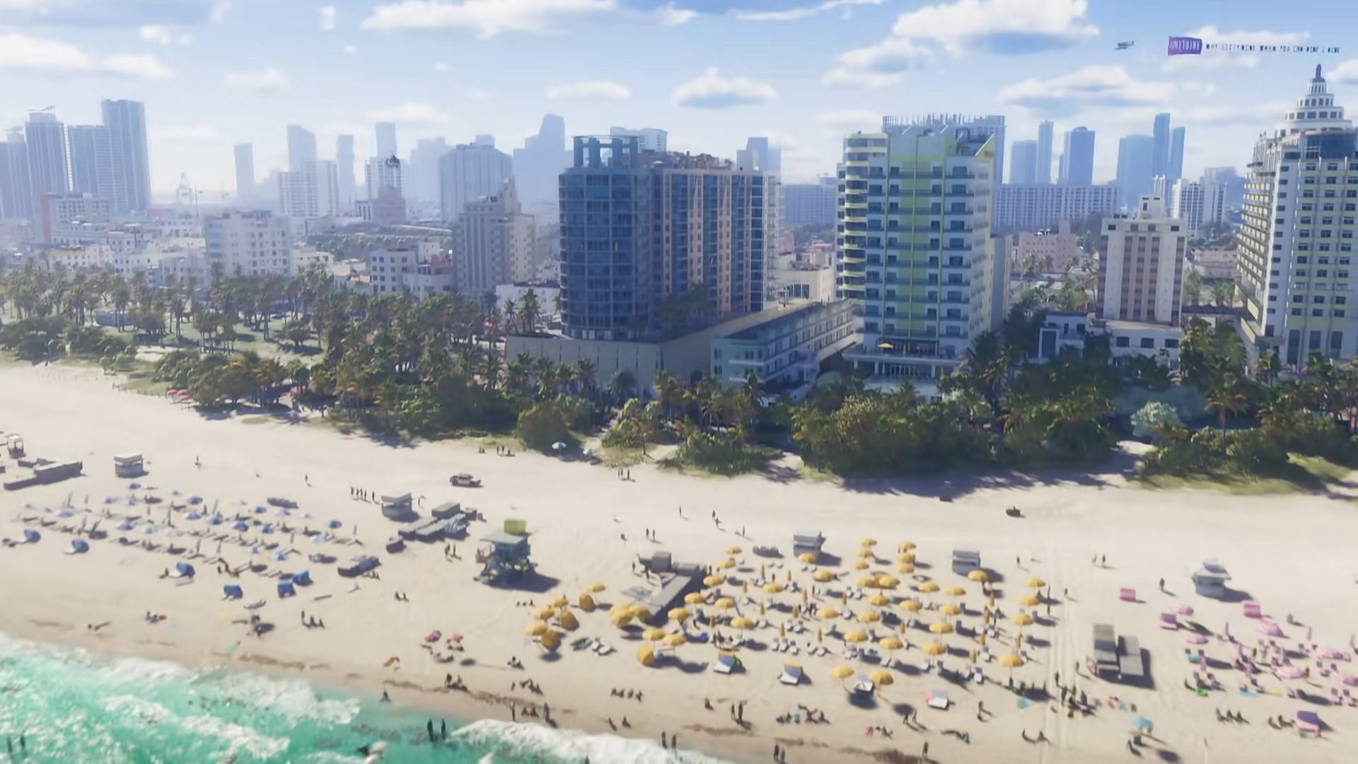 Vice City&#039;s beachfront seems perfect for surfing (Image via Rockstar Games)