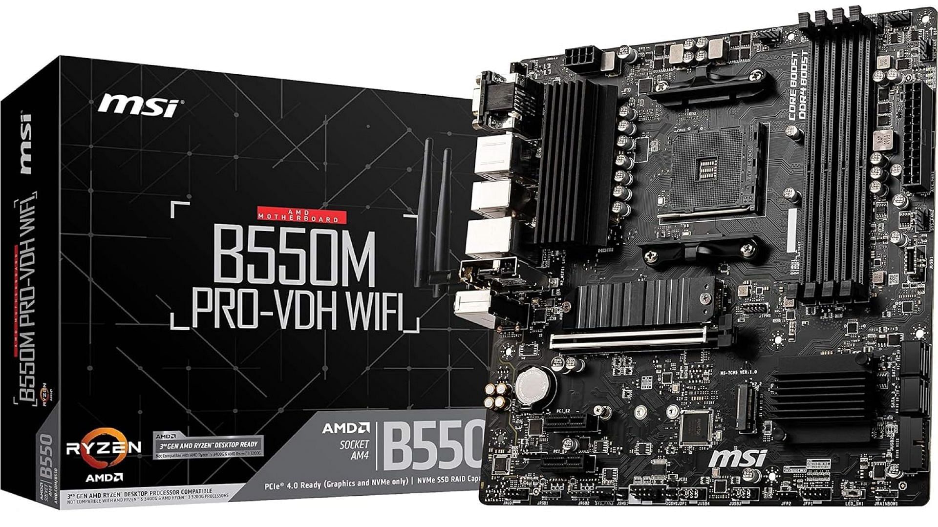 The MSI B550M PRO-VDH WIFI ProSeries motherboard (Image via MSI, Amazon)