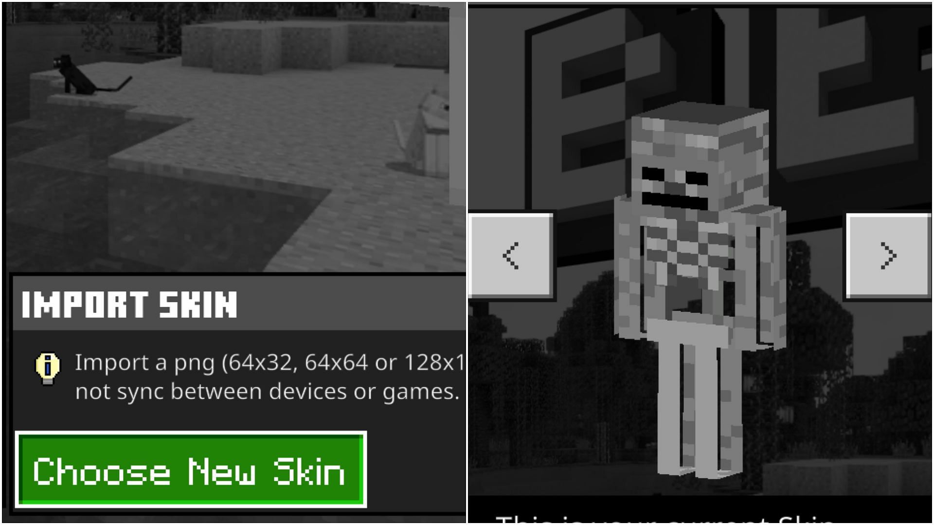 Players can import any custom skin in Minecraft PE (Image via Mojang Studios)