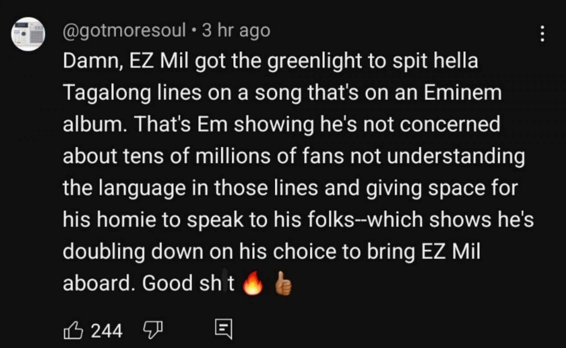 Netizen reacts to the surprise collaboration (Image via Eminem/YouTube)