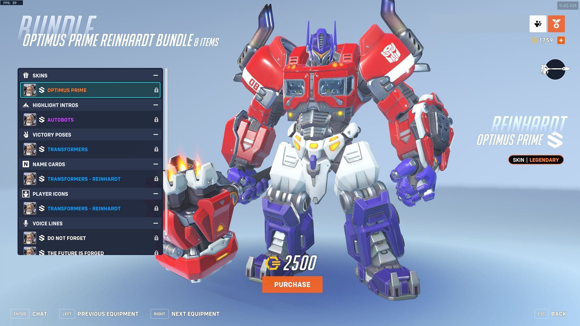 Optimus Prime Reinhardt bundle in Overwatch 2: Price, what's included ...