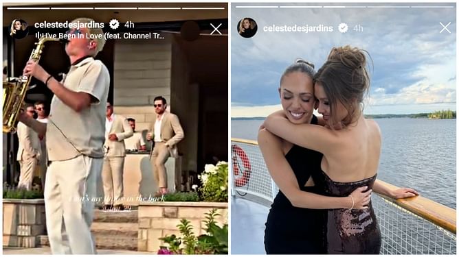 In Photos: Leon Draisaitl & fiancée Celeste Desjardins celebrate Connor McDavid & Lauren Kyle's Ontario wedding