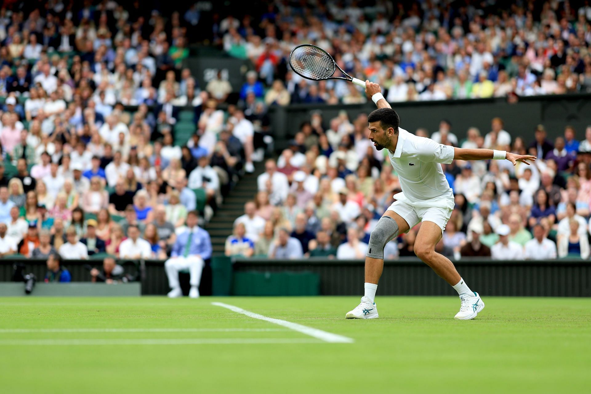 Novak Djokovic during his first-round match Wimbledon.