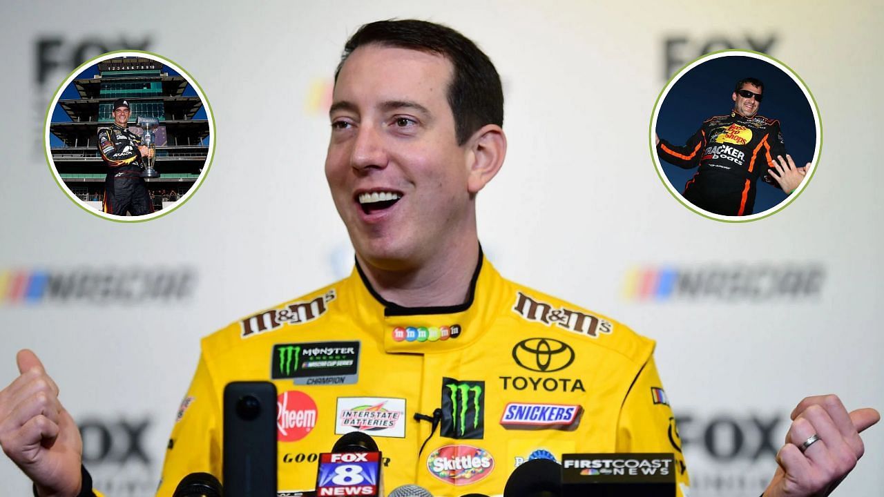 Kyle Busch(C) sheds light on the racing styles of Jeff Gordon(L) and Tony Stewart(R) (imagesGetty)