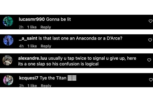 Screenshot of fans' comments