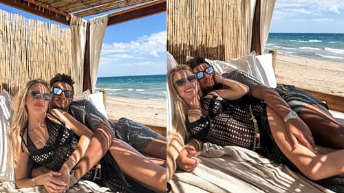 Brittany and Patrick Mahomes enjoying the coast in Spain. (Photos via Brittany Mahomes' IG)