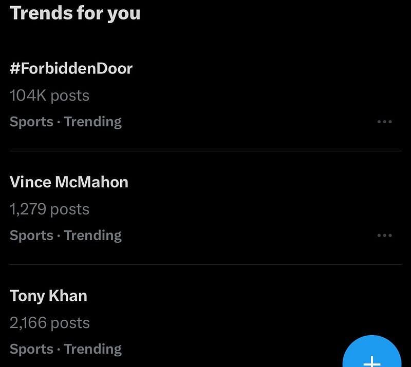 Some topics that went trending during Forbidden Door (Credit: X/Twitter Trending page)