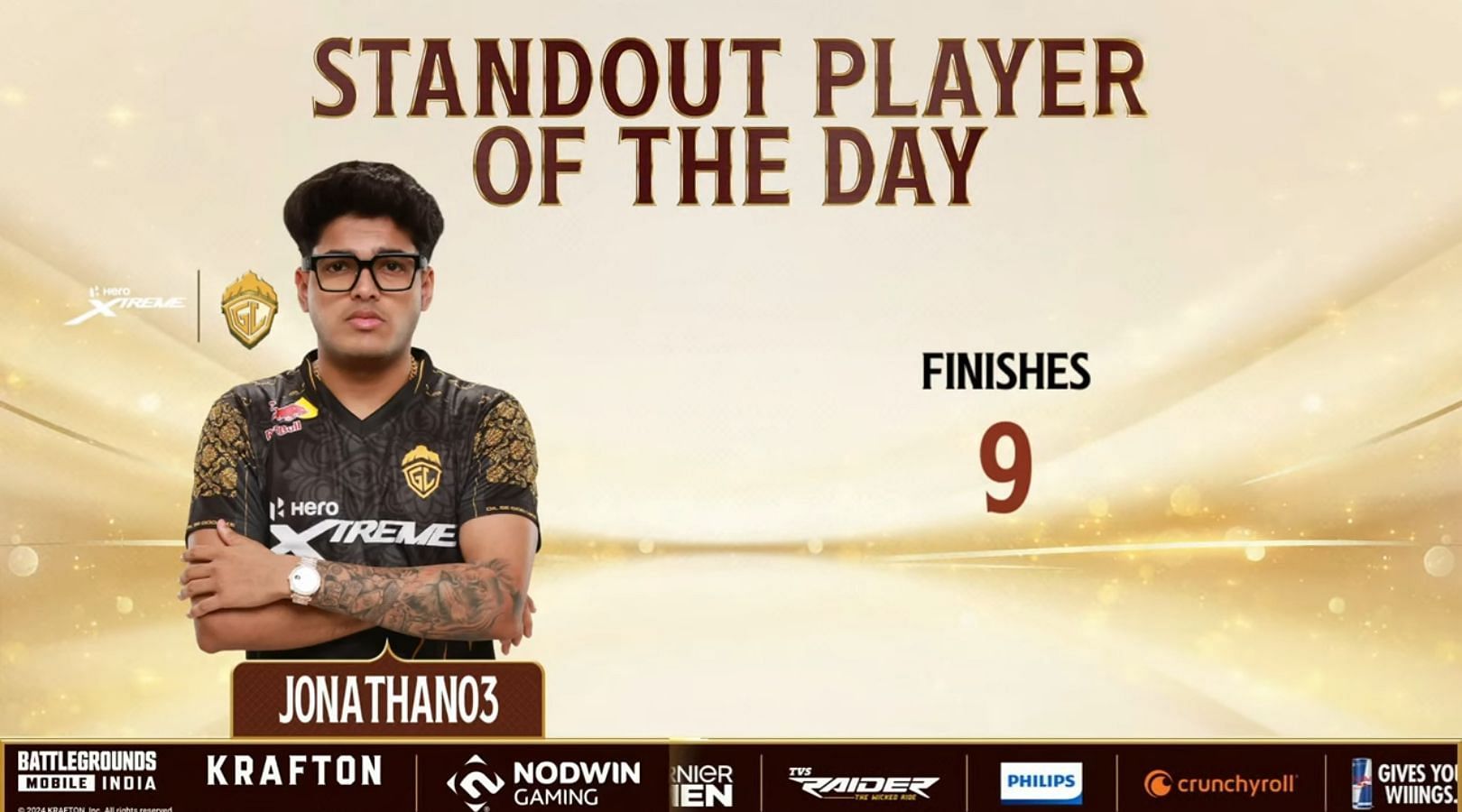 Jonathan was top individual player of Day 3 (Image via YouTube/Nodwin Gaming)