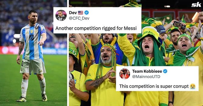 “Another competition rigged for Messi” - Fans react to controversial decision against Brazil during 1-1 Copa America draw with Colombia
