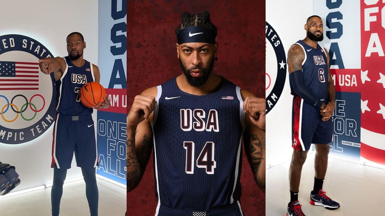 LeBron James, Anthony Davis and Kevin Durant shared a lighthearted moment during Team USA