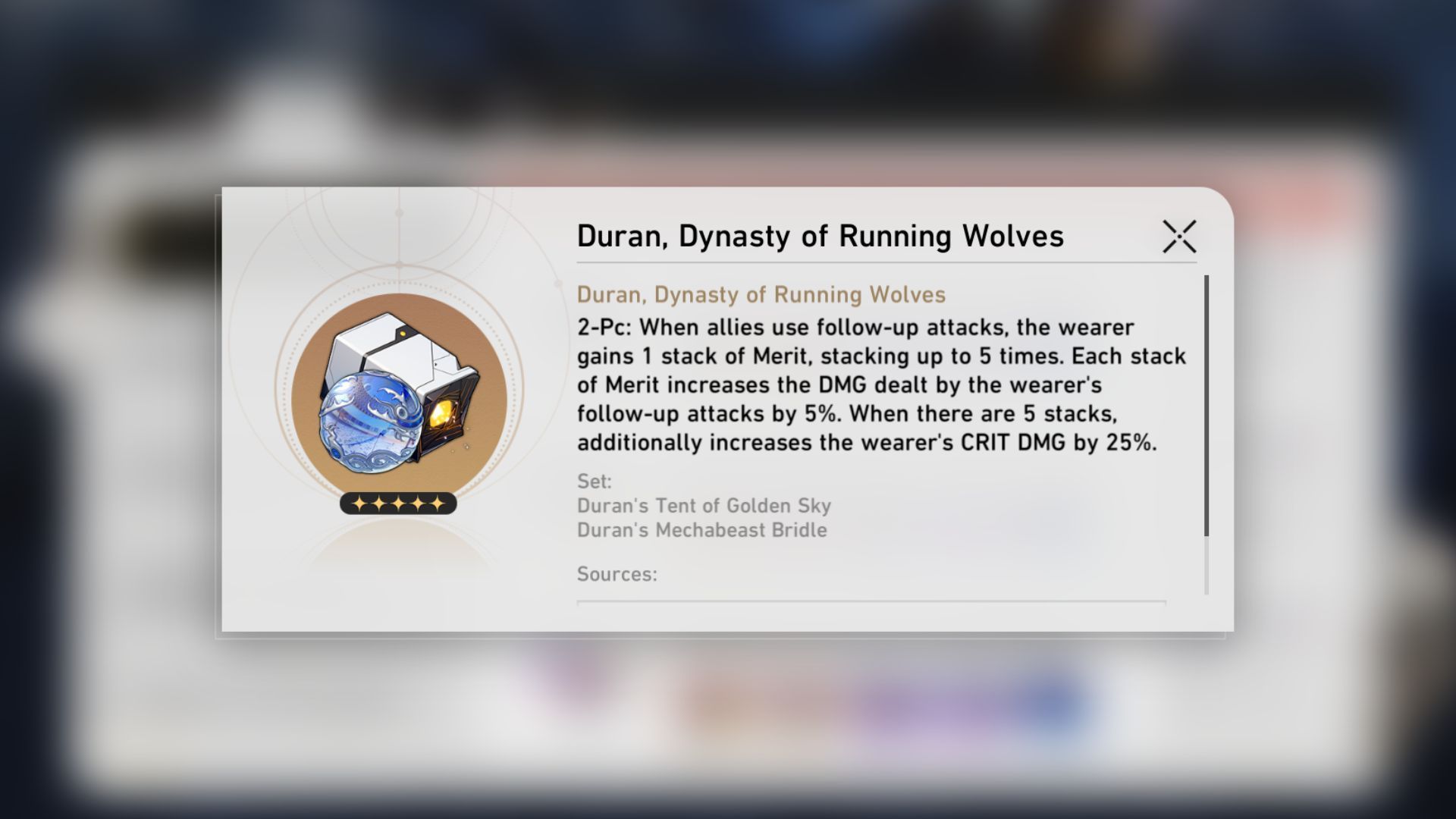 The Duran, Dynasty of Running Wolves Planar Ornament set (Image via HoYoverse)