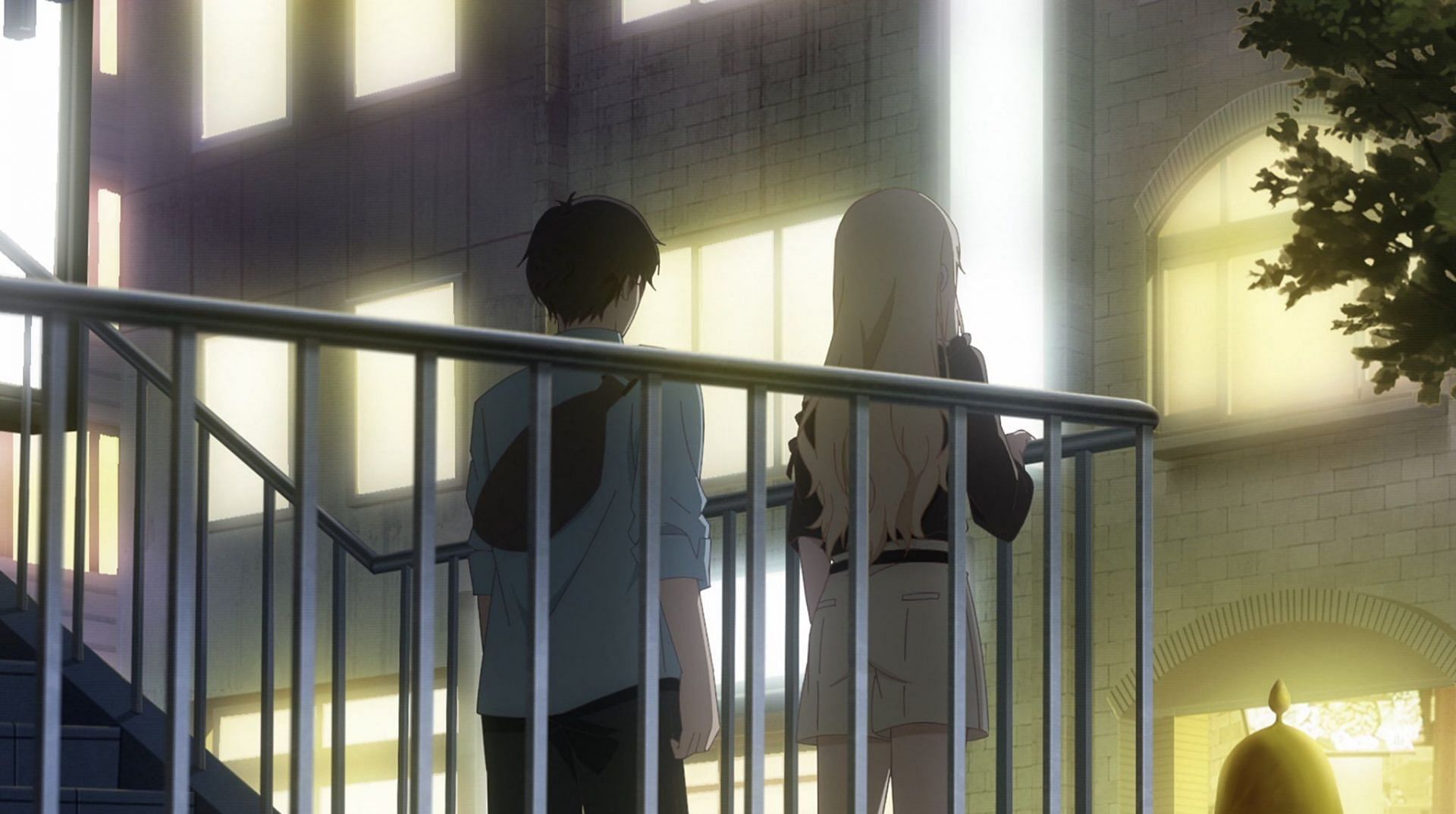 Saki Ayase and Yuta Asamura, as seen in the anime (Image via Studio Deen)