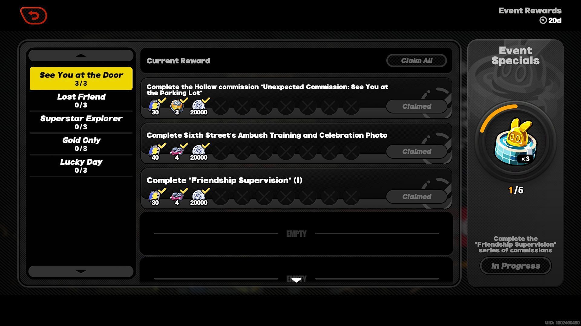 All Supervision event rewards (Image via HoYoverse)