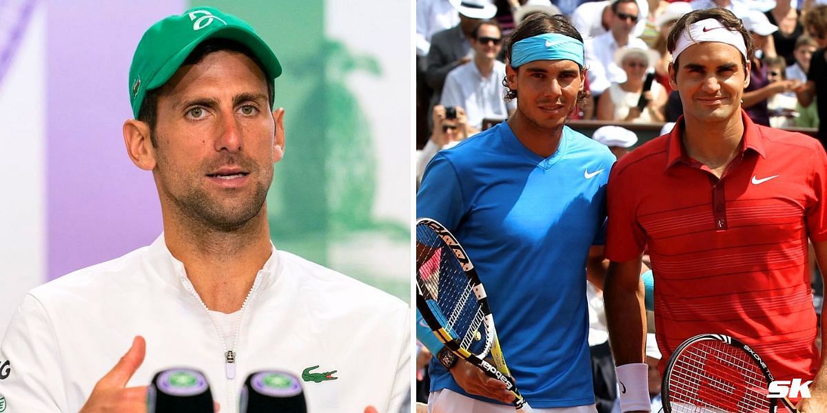 Novak Djokovic (L); Rafael Nadal and Roger Federer (R). (Photos: Getty)