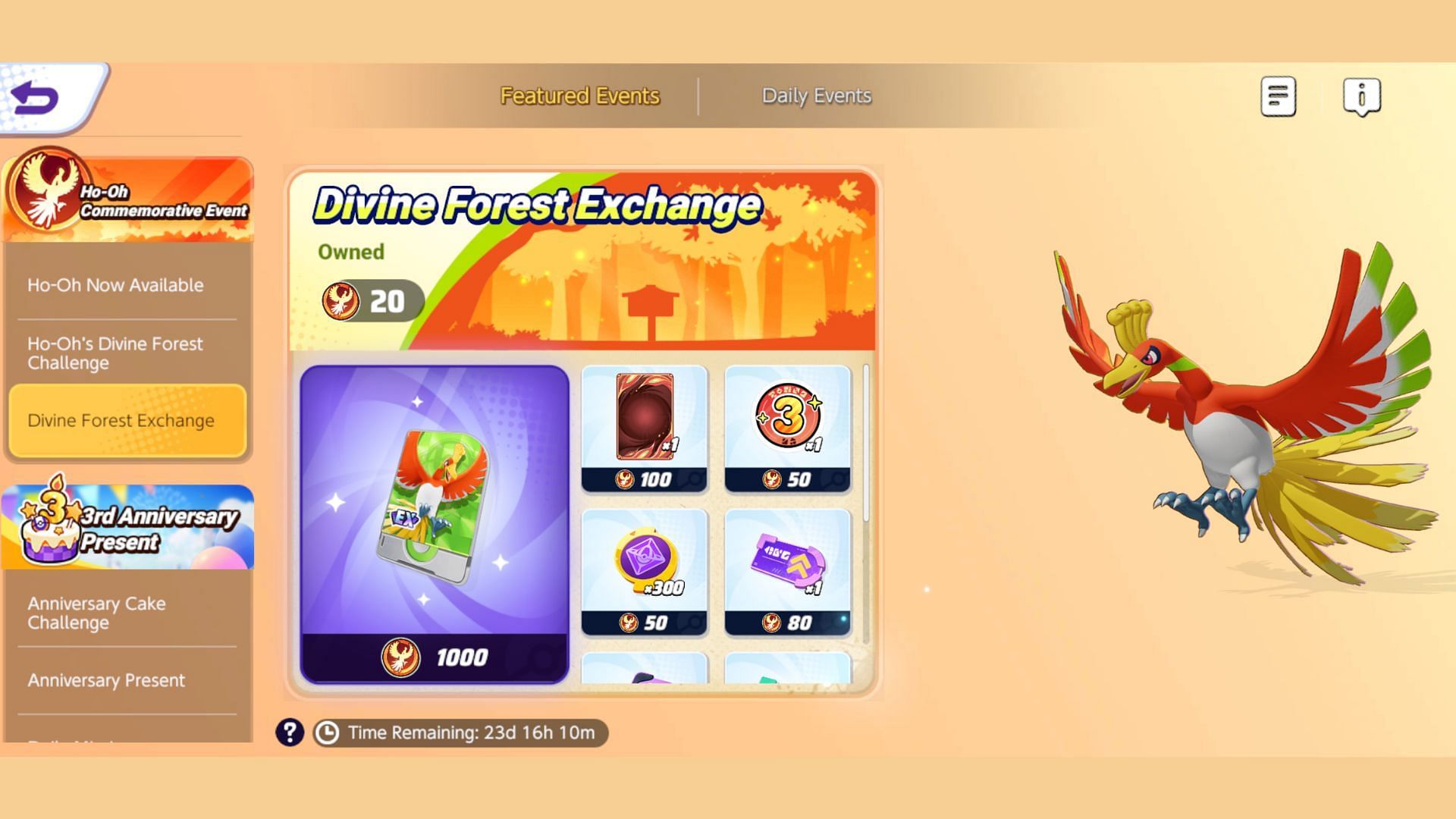 Divine Forest Exchange screen as seen in the game (Image via The Pokemon Company)