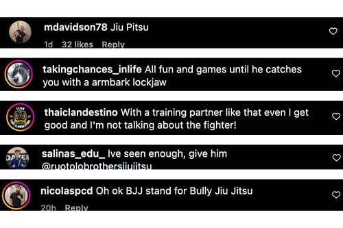 Screenshot of fans' comments