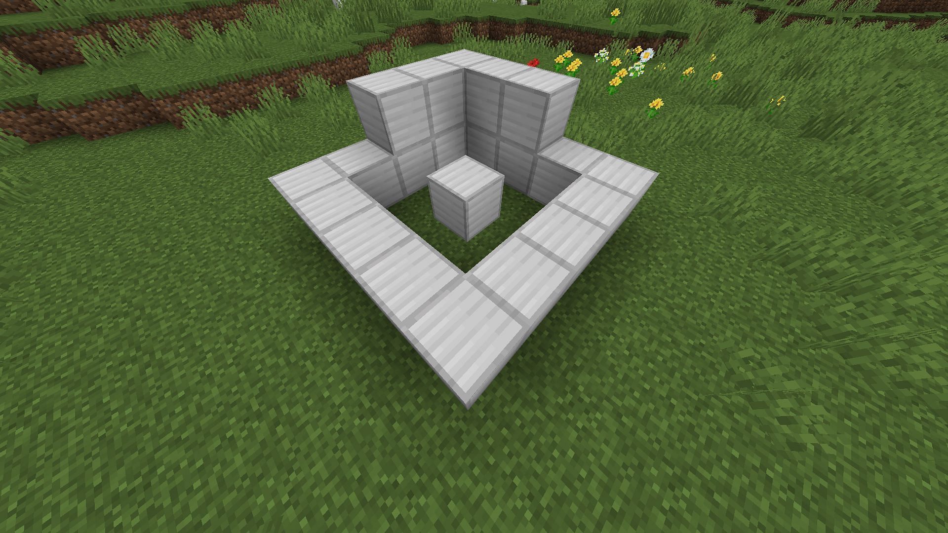 The base of the AFK pool design before water and signs are added (Image via Mojang)