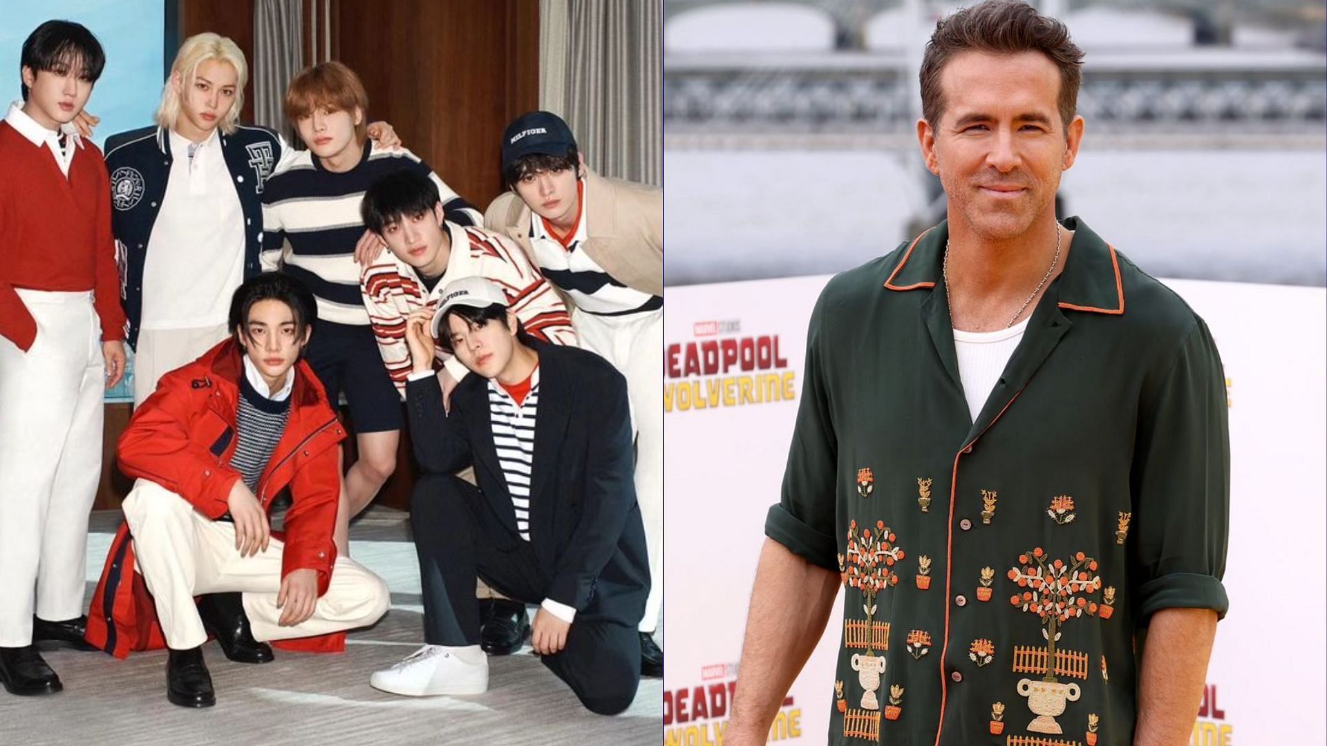 Stray Kids and Ryan Reynolds (Image via Instagram/@vancityreynolds, @realstraylkids)