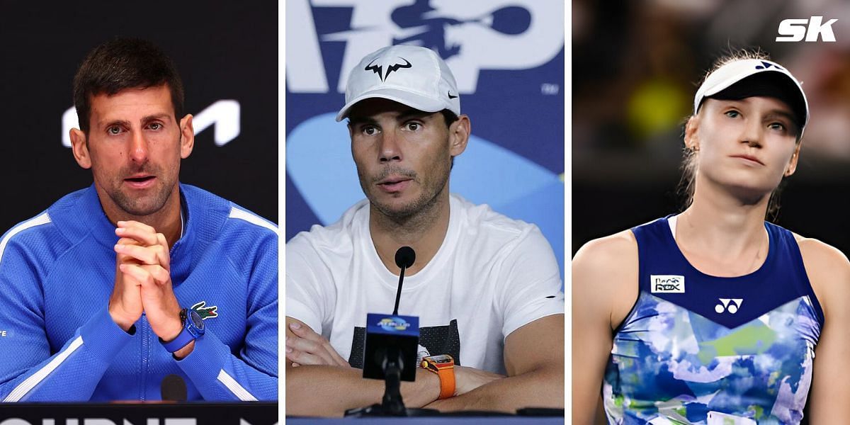 (Left to Right) Novak Djokovic, Rafael Nadal, Elena Rybakina (Source: Getty Images)